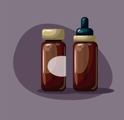 Serum bottle. Stylish glass bottles for skincare products.