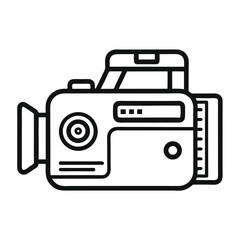 line style video camera icon for filming or recording