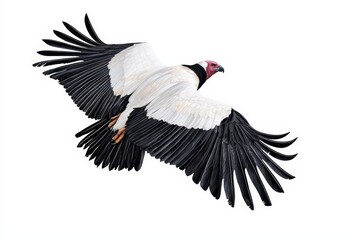 Fototapeta premium Majestic bird soaring in flight with outstretched wings against a white background