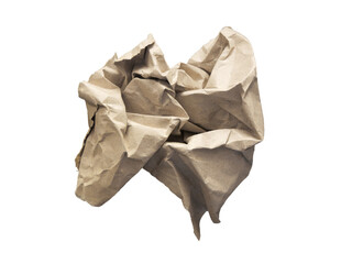 Wrinkled kraft paper sheet. Crumpled rough brown paper with alpha channel. Can be used as elements...