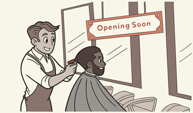 vector illustration of a man enjoying haircut at barbor shop 