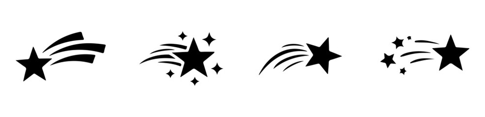 shooting star and meteor icon set

