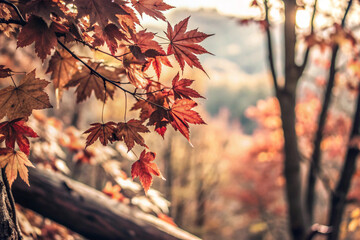 Mountain climbing in autumn. Autumn leaves and mountains. Autumn in Japan. Harmony Mountain Range Mountains. He is Dead leaves. Fallen leaves. A walk.