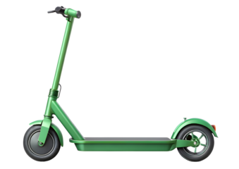 Green toy scooter on transparent background