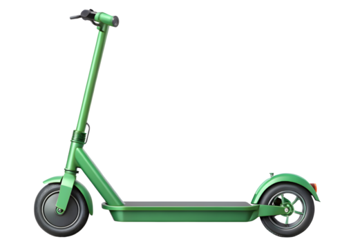 Green toy scooter on transparent background