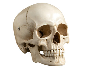 Obraz premium A detailed human skull, a precise anatomical study, reveals the intricate structure of the cranium.