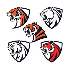 Obraz premium Modern Tiger Face Logo Collection – Esport and Brand Use