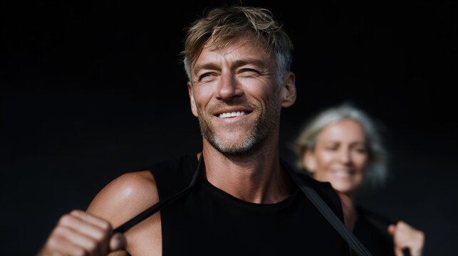 Outdoor fitness session with smiling individuals enjoying their workout experience