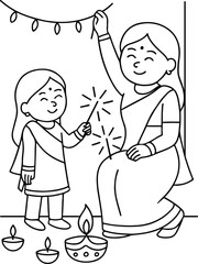 mother and daughter drawing,Heartwarming Mother and Daughter Drawing – Vector Illustration