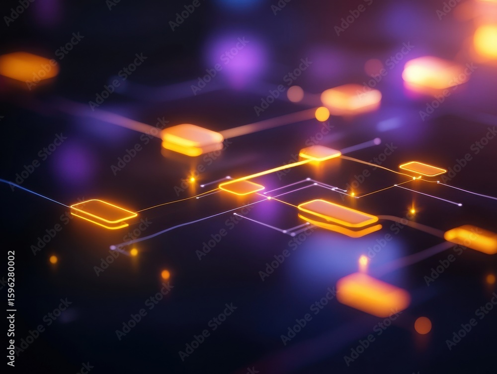Aufkleber dynamic technology network visualization digital space abstract art futuristic environment aerial vi