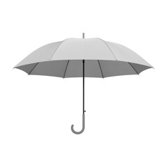 Elegant open gray umbrella with a curved handle, perfect for protection from rain and sun, isolated on a transparent background