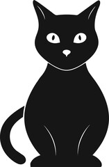 Obraz premium Solid Black Cat Icon Clean Silhouette Vector