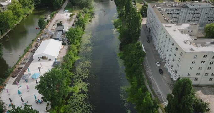 Olawa River from above in Wroclaw, Poland.