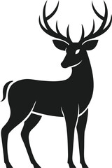 Solid Black Deer Antler Animal Silhouette