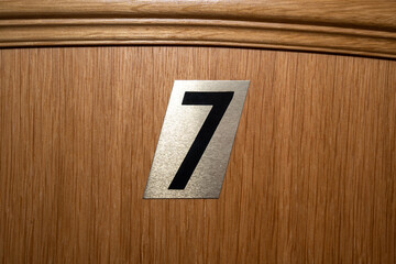 Hotel room door with number 8 
