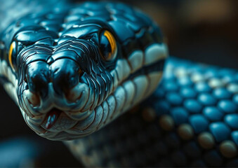 Snake with Sharp Fangs Close-Up