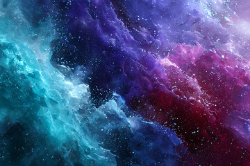 Obraz premium An artistic shot of a swirling space nebula, in vibrant colors. The artwork evokes a feeling of mystery and wonderment