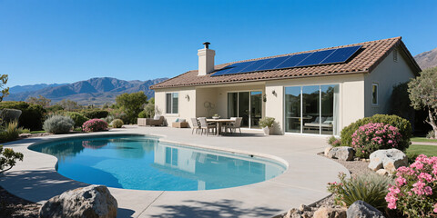 Modern Solar Panels Installed On A Arizona Home Under Clear Blue Sunny Sky, Solar Photography, Solar Powered Clean Energy, Sustainable Resources,
Electricity