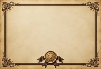 Vintage Brown Certificate Template with Decorative Border and Ribbon Seal