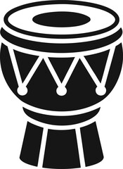 Solid Black Traditional Drum Silhouette Vector Icon