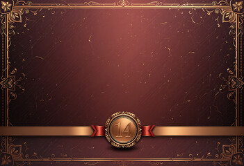 Vintage Red Certificate Template with Bronze Frame, Elegant Border, and Ribbon Seal