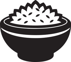 a bowl of rice silhouette, black and white silhouette, vector and illustration