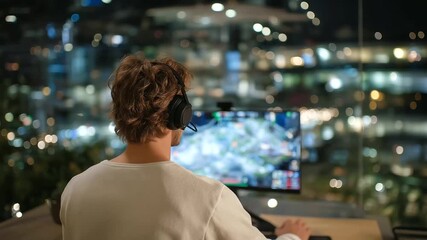 Gamer Streaming Setup with Headset and Microphone in Natural Light