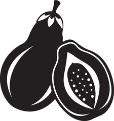 papaya silhouette, black and white silhouette, vector and illustration