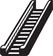 escalator stairs silhouette, black and white silhouette, vector and illustration