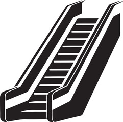 escalator stairs silhouette, black and white silhouette, vector and illustration