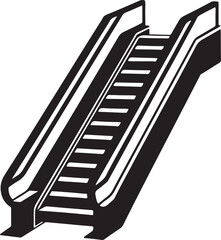 escalator stairs silhouette, black and white silhouette, vector and illustration
