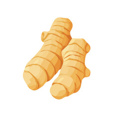 A Simple flat 2D illustration icon ginger root isolated on a transparent background, vector, flat design, animation design, simple flat 2D icon, minimalist design, clipart. It's an EPS format