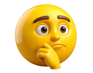  Contemplative Emoji Icon in 3D,Top-Down View, Transparent Background PNG