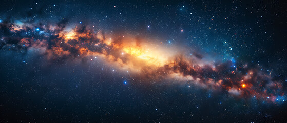 Fototapeta premium A dramatic and luminous spiral galaxy structure illuminates the deep cosmic space for use as an.