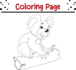 Koala Coloring Page. Jungle animal coloring book page