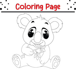 Koala Coloring Page. Jungle animal coloring book page