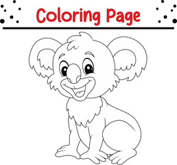 Koala Coloring Page. Jungle animal coloring book page