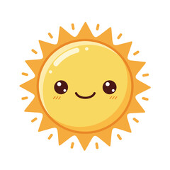 Fototapeta premium Adorable smiling sun illustration for children's decor, educational materials, and cheerful marketing designs