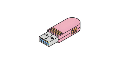 Pink USB Flash Drive with Cap – Cute Portable Tech Storage Device Vector