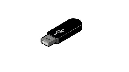 Black USB Flash Drive with Label – Simple Data Storage Device Vector Art