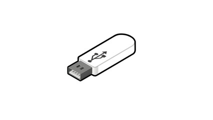 White USB Flash Drive Isolated on White Background – Minimalistic Data Storage Device Vector Illustration