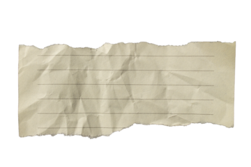 Ripped creased crumpled lined paper torn edges with transparent background png wrinkled paper tear