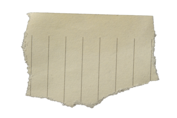 Piece of ripped torn lined paper on transparent background, paper cut out design element