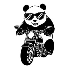 Obraz premium Panda Cycling Racer Silhouette on White Background, High-Speed Bike Race Concept for T-Shirt Design