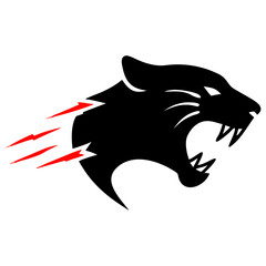 Obraz premium Aggressive panther head silhouette with speed lines