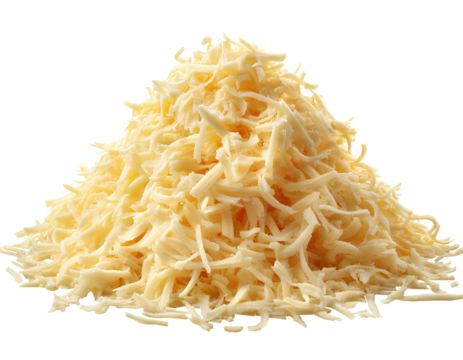  Piled grated, creamy cheese isolated on a transparent background PNG