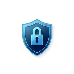 secure shield icon, white background. Generative AI