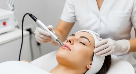 Fototapeta premium Professional microdermabrasion machine for facial rejuvenation and skin resurfacing treatment tool