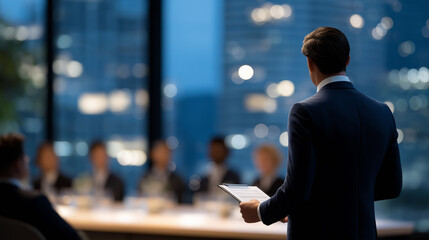 CEO Inspirational Speech in Conference Room