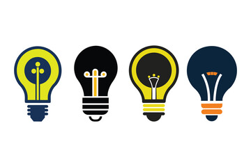 Bulb Light Silhouette Icon – Electricity, Innovation, and Energy Symbol